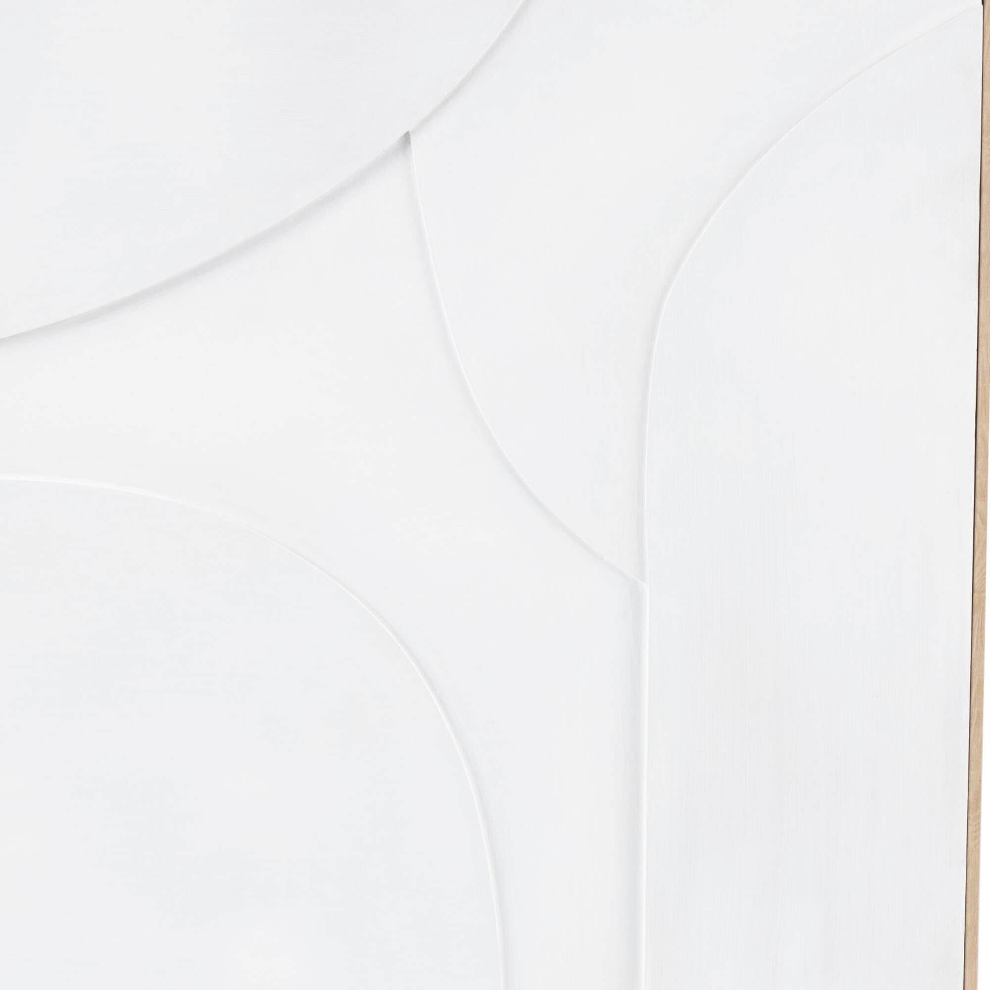33" x 49", White Wooden Geometric Home Wall Décor with Abstract Circles and Brown Wooden Frame